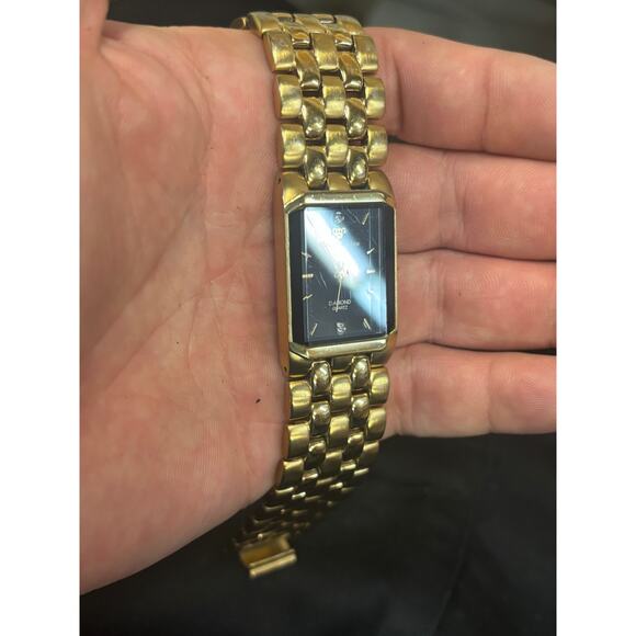 Jueles Jurgensen Beveled Bezel Gold Tone Mens Watch! New Battery. main image 6